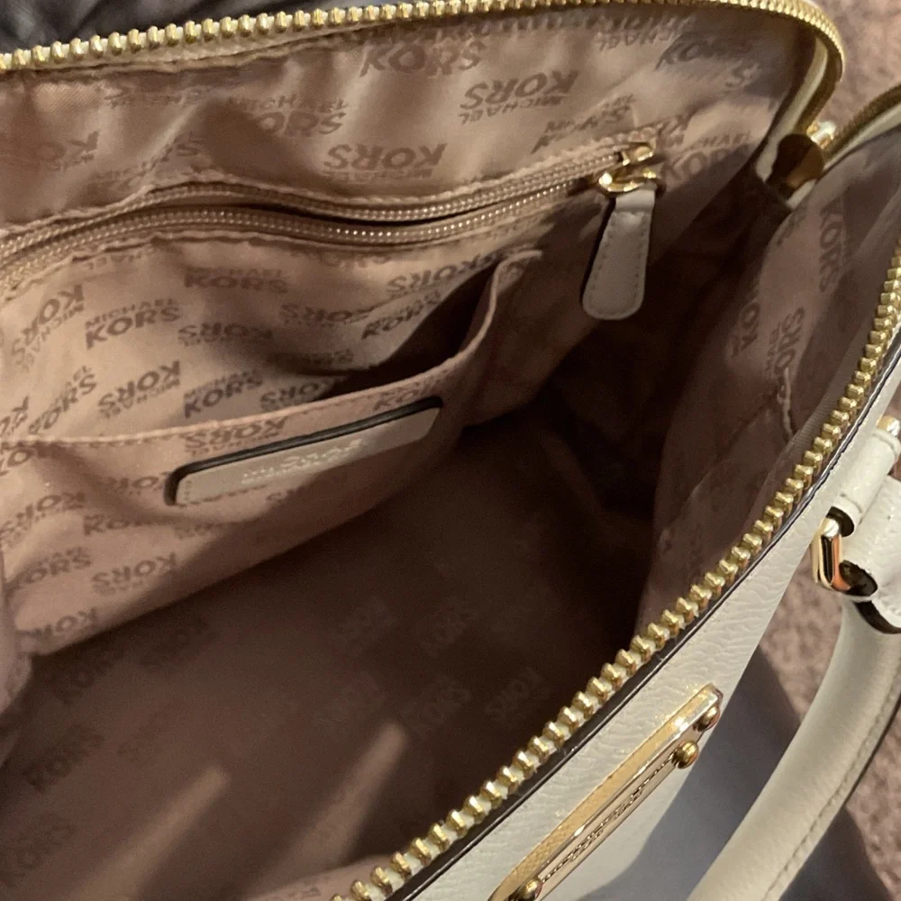 Michael Kors White Satchel with Gold Hardware